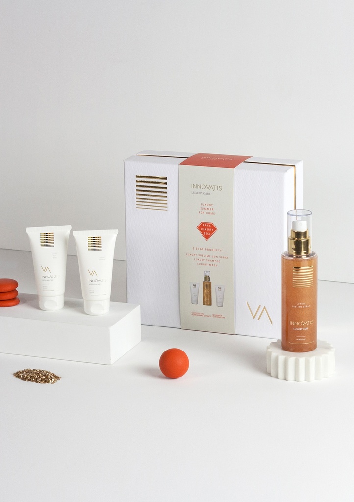 Luxury Home Kit Summer ( Shampoo+Sun Spray) with Tumbler / مجموعة الصيف للإستخدام المنزلي  (شامبو + بخاخ حماية من الشمي)